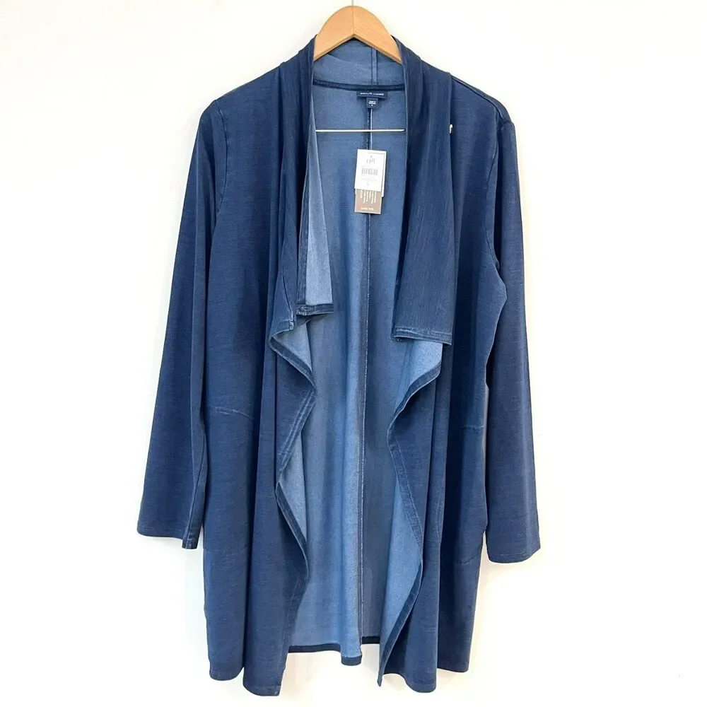 Pure J Jill Indigo Long Sleeve Wrap Cardigan In Ocean Wash Womens Sz L NWT - Picture 7 of 13